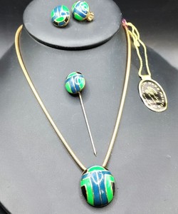 EISENBERG Egyptian Scarab Enameled Necklace Set