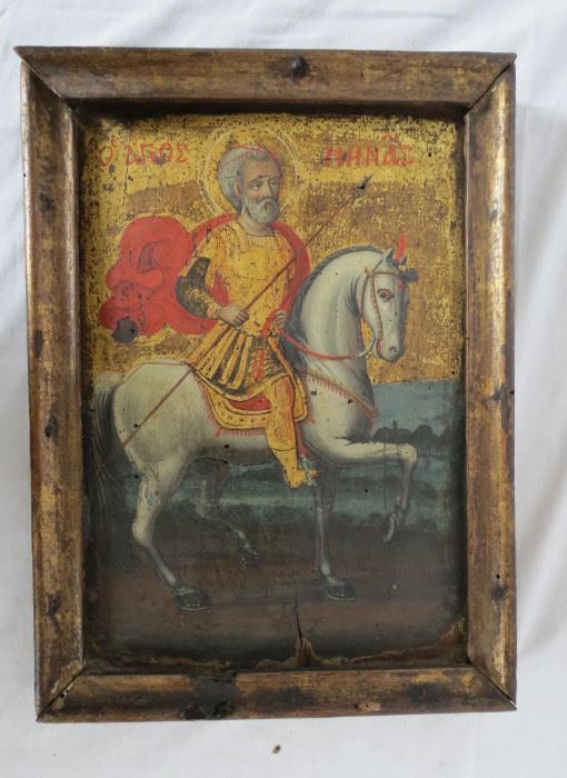 Antique Greek Coptic Orthodox wood icon