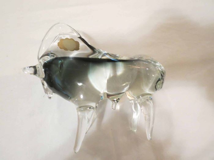 Murano glass bison figurine