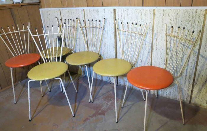 Set of six Reilly-Wolf atomic mid-century ice cream parlor chairs
