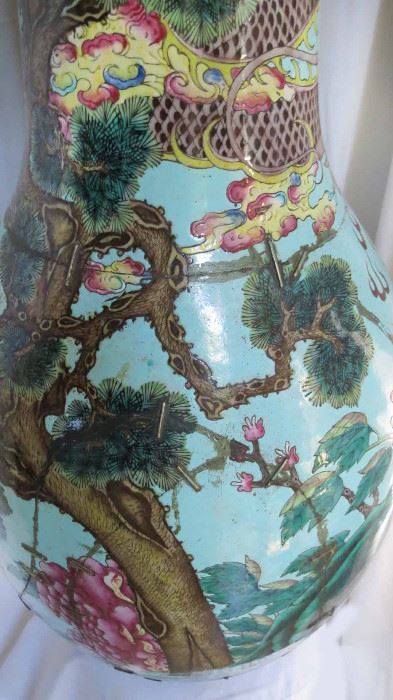 Monumental Chinese earthenware vase, 36.5 inches tall