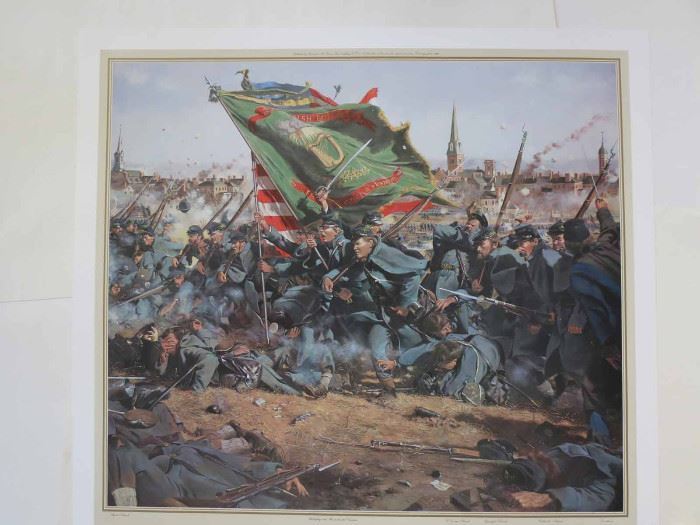 Limited edition Civil War print with flag scene