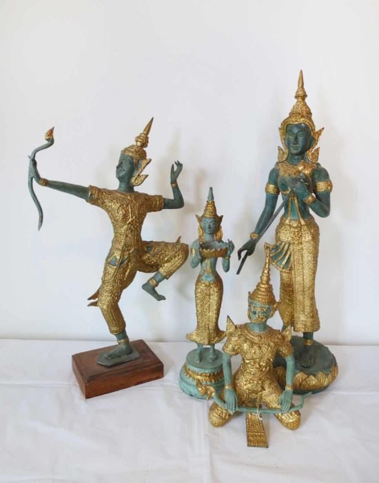 Group of Thai gilt and bronze figures