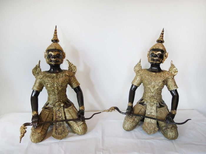 Pair of Thai gilt kneeling figures