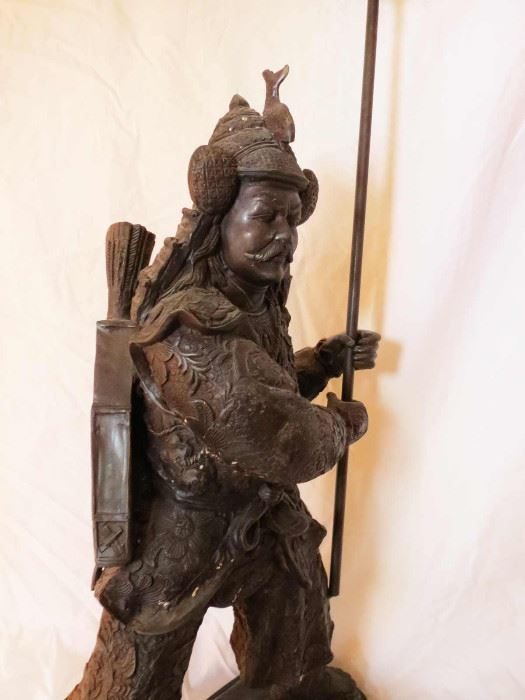 Japanese bronze warrior with spear and quiver from a North Center estate