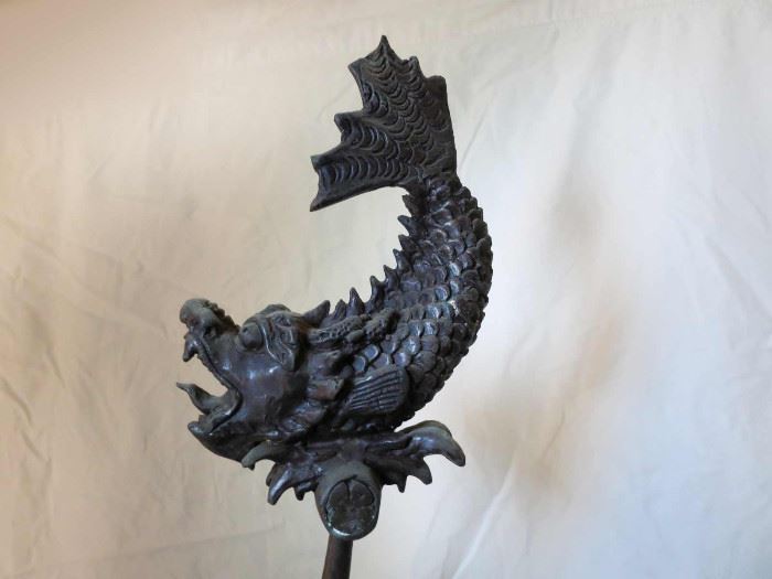 Sculpted bronze dragon detail from a Frederick Cooper table lamp