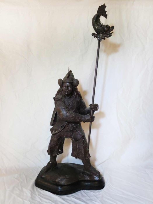 Japanese samurai bronze warrior statue from a North Center estate